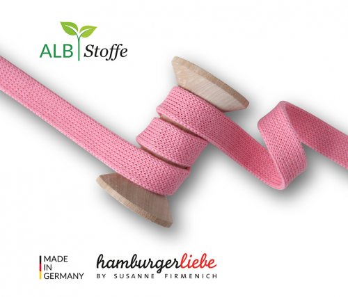 Bio Flachkordel - 1,2 cm - A03 - rosa scuro - Albstoffe - Hamburger Liebe